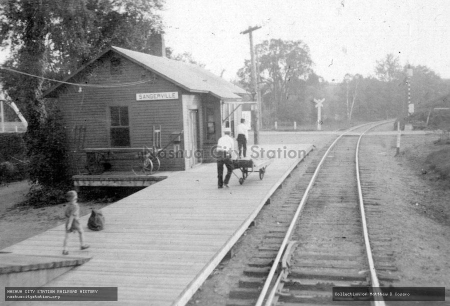 Postcard: Bangor & Aroostook Railroad station, Sangerville, Maine